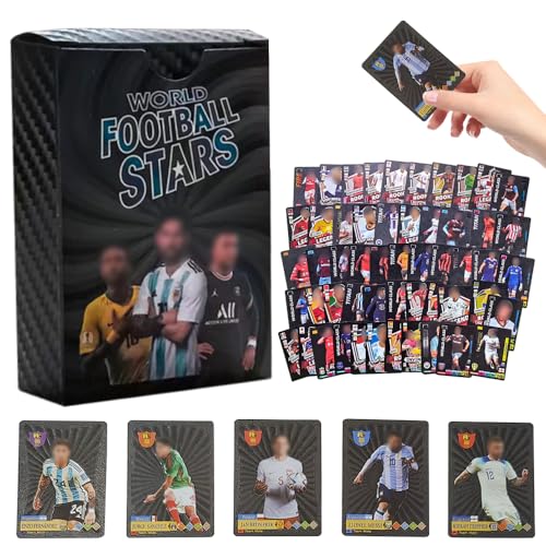 XPJBKC Fußball-Star-Karten, 55 Stück 2025 Premier League Football Super Stars, schwarze limitierte Edition, Fußballkarten für Fans der Weltmeisterschaft 2025 von XPJBKC