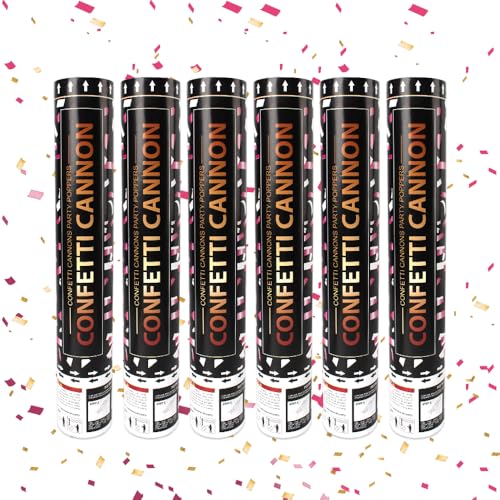 XPJBKC Konfettikanone, 6pcs Party Popper Konfetti Kanone Sicher, Konfettikanone Rosa Einfache Handhabung, confetti kanone für Geburtstag Silvester Halloween Weihnachten von XPJBKC