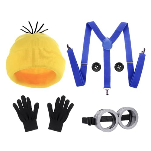 XPJBKC Kostüm Zubehör Erwachsene, 5 PCS Karneval Kostüm Set, Enthalten Goggles, Hut, Handschuhe, Trägern und Knopf, Kostüm Zubehör für Halloween Karneval Film Kostüm von XPJBKC