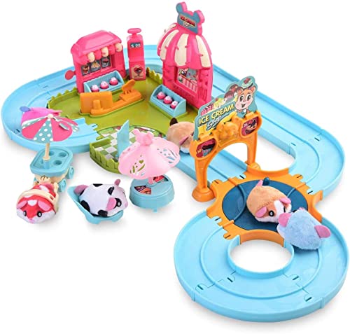 Hamster Track Toys, Pets Set Spielzeug Geeignet für Alter 3, 4, 5, 6, 7, Kinderspielzeug Tolles Geschenk Kleinkinder, Spielzeug für Jungen und Mädchen. (Rattenset) von XQW