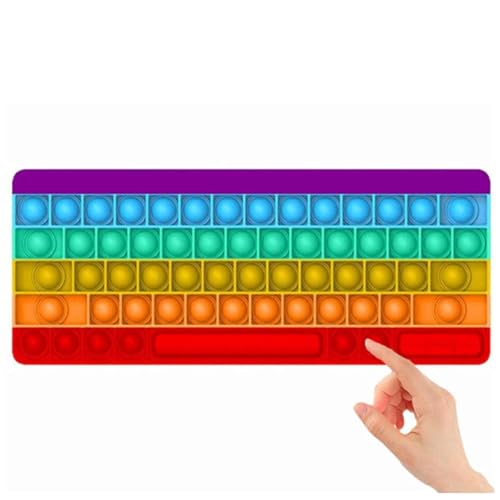 Push Pop Toy Keyboard, Push Bubble Toy Color Keyboard Sensory Toy Silicone Extrusion Toy, Interactive Toy Stress Children's Adult Letters. von XRXRX