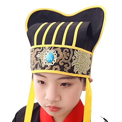 XRYUXECJ Chinesischer Hut,Hanfu-Hut, Men Ancient Hat Chinese Traditional Headdress New Adult Hanfu Hat Headdress Yellow Red Chinese Vintage Hat Cosplay Props For Men von XRYUXECJ