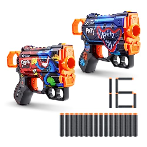 ZURU X-Shot Skins Menace Poppy Playtime Dart Blaster, Jumpscare + Toony, 16 Darts von XShot