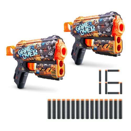 X-Shot Skins Flux, Game Over, Schaumstoff-Dartblaster (2er Pack, 16 Darts) von XShot