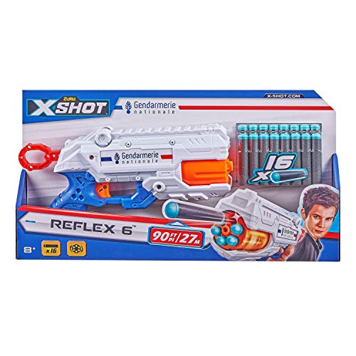 XSHOT 36433-B Pistole Gendarmerie – Drehzylinder 6 Schüsse, Drehbarer Zylinder mit 6 Schlägen – 16 Pfeile von XShot