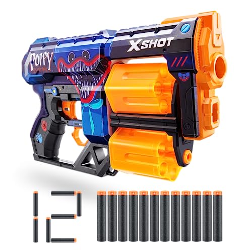 XSHOT 36651 X-Shot Skins Dread, Poppy mit 12 Darts Schaumstoffdart-Blaster von XShot