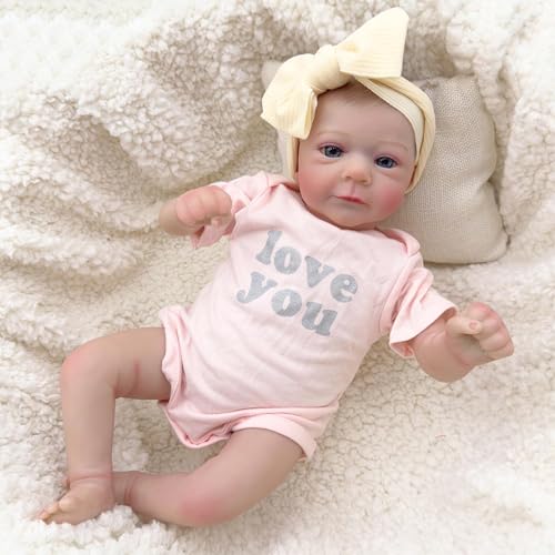 XSWPL Realistische Babypuppe, 45,7 cm, lebensechte Babypuppe, lebensechte Bebe Reborn Babypuppen, weiche Babypuppen, die echt aussehen, Mädchen mit Geschenkbox für Kinder ab 3 Jahren von XSWPL