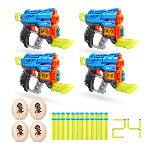 X-Shot Dino Attack 4er Pack Extinct Schaumstoffdart-Blaster (4 kleine Dino-Eier, 24 Darts) von XShot