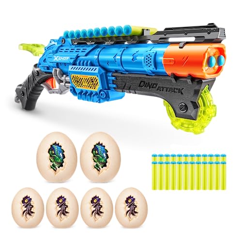 X-Shot Dino Attack Claw Hunter Schaumstoffdart-Blaster (2 mittlere Dino-Eier, 4 kleine Dino-Eier, 24 Darts) von XShot