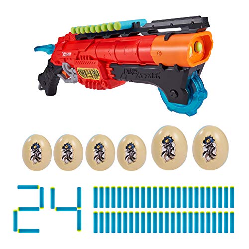 X-Shot Dino Attack Claw Hunter Schaumstoffdart-Blaster (24 Darts, 6 Ziel-Eier) von XShot