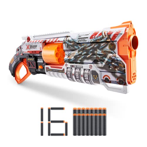 X-Shot Skins Lock Blaster mit 16 Schaumstoff-Darts und einzigartigem Zahlenschloss von XShot