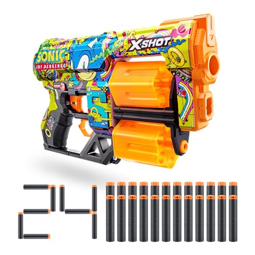 XSHOT Skins Sonic Hyper Spike Dread Blaster – Skin mit Sonic The Hedgehog (24 Darts) von ZURU von XShot