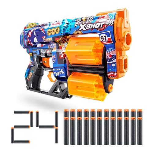 XSHOT Skins Sonic Race Team Dread Blaster – Skin mit Sonic The Hedgehog (24 Darts) von ZURU von XShot