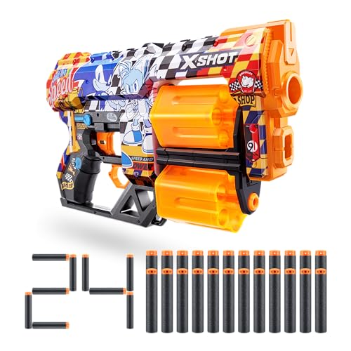 XSHOT Skins Sonic Super Speed Dread Blaster – Skin mit Sonic The Hedgehog (24 Darts) von ZURU von XShot