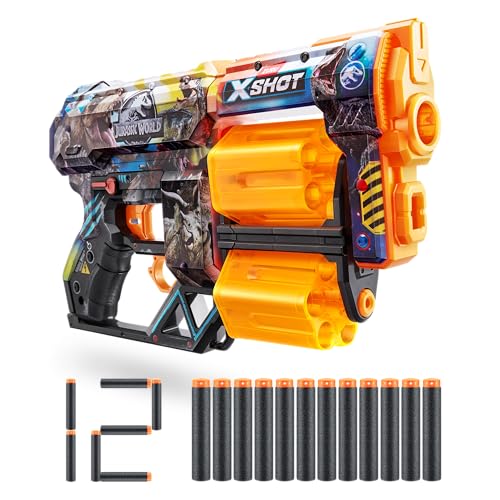 XShot 36763 Skins Dread Blaster ZURU World, Jurassic (12 Darts) von XShot