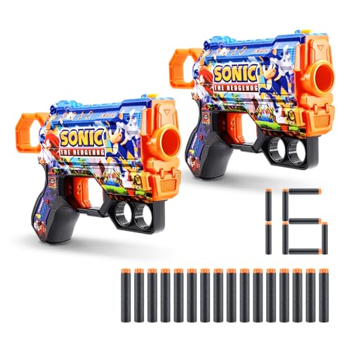 XSHOT Skins Mega Menace Blaster (2 Blasters) – Skin mit Sonic The Hedgehog (16 Darts) von ZURU von XShot