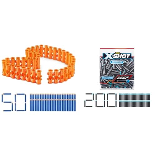 XShot Insanity Belt, 50 Darts, Toy Foam Dart Blaster Accessory, Major Brand Compatible & 36592 X-Shot Excel, Schaumstoffdart Nachfüllpack, 200 Darts Nachfüllpackung von XShot