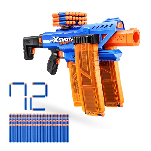 Xshot Insanity Motorized Clip Blaster, (72 Darts) Air Pocket Technology Darts and Dart Storage, Outdoor Toy for Boys and Girls, Teens and Adults von XShot