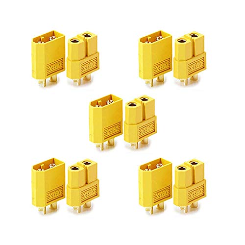 bubbacare 5 Paar (10 Stück) Premium XT60 XT-60 Stecker Buchse Weiblich Männlich Goldstecker Gelb Goldkontaktstecker von Mr.Stecker® Modellbau von ZYZYZK