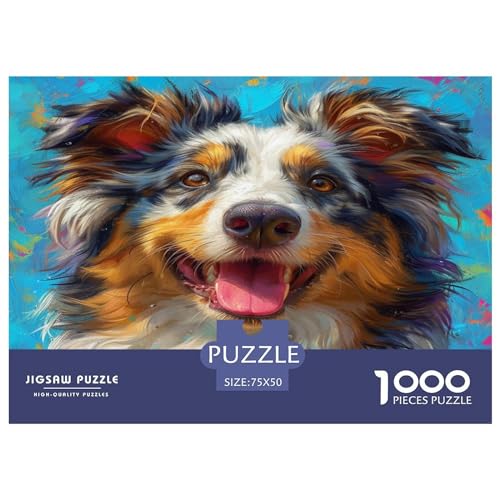 Australian Shepherd Hund Puzzlespiel 1000 Teile Puzzles Für Erwachsene Lernspiel Herausforderung Spielzeug 1000 Teile Puzzles Für Erwachsene Kinder Erwachsenen Puzzlespiel Puzzel 1000pcs (75x50cm) von XTDHRTEOD