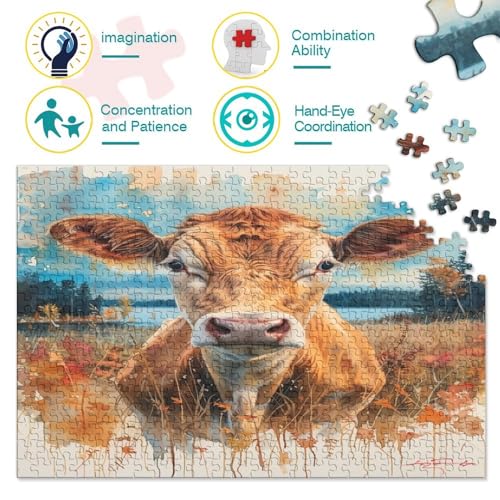 Cute Little Kuh 1000 Teile Puzzle Für Erwachsene, Hochwertige Recycelbare MateriAußerirdische Und Druck Puzzlespiel, Familienspiel, Geschenk Für Liebhaber Oder Freunde Puzzel 1000pcs (75x50cm) von XTDHRTEOD