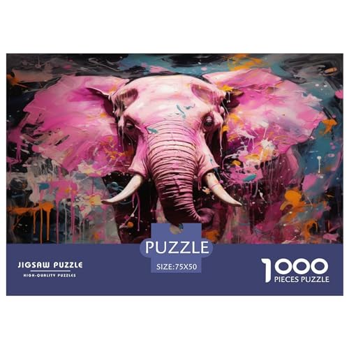 Elefant 1000 Stück Puzzles Für Erwachsene Teenager Stress Abbauen Familien-Puzzlespiel 1000-teiliges Puzzle Kinder Lernspiel Spielzeug Geschenk Puzzel 1000pcs (75x50cm) von XTDHRTEOD