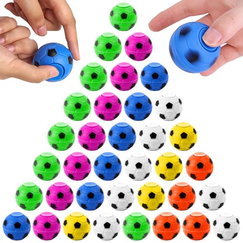 XTUDOU® 36 Stück FußBall Spinner Fingerspitzen Spielzeug, Fidget Ball, 3,5cm fußball Spinner Toys für Sensorisches Spinnendes Spielzeug Kinder und Erwachsene von XTUDOU