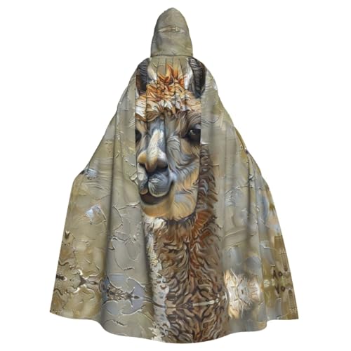 XTYGETY Alpaka-Llama-Kapuzenumhang, Unisex, Halloween, Weihnachten, Vampir, Zauberer, Robe, Cosplay-Kostüm von XTYGETY