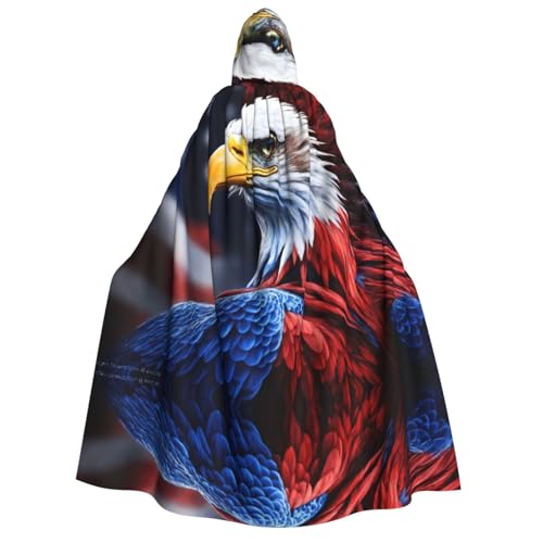 XTYGETY Amerikanischer Weißkopfseeadler, Halloween-Weihnachtsumhang mit Kapuze, Unisex, Vampir-Zauberer-Robe, mittelalterlicher Umhang von XTYGETY