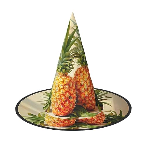 XTYGETY Ananas-Malerei, Halloween-Hexenhüte, einzigartig, tragbar, Party-Kopfschmuck, Hexendekoration, festliche Kopfbedeckung von XTYGETY