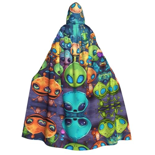 XTYGETY Astronaut und Alien Halloween Weihnachten Umhang mit Kapuze Unisex Vampir Zauberer Robe Mittelalter Umhang Ranger Umhang von XTYGETY