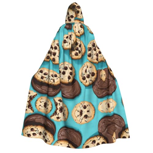 XTYGETY Cookies Food Chocolate Chips Kekse Halloween Weihnachten Umhang mit Kapuze Unisex Vampir Zauberer Robe Mittelalter Umhang Ranger Umhang von XTYGETY