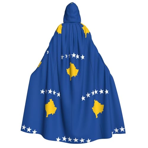 XTYGETY Flagge des Kosovo, Halloween-Weihnachtsumhang, mit Kapuze, Unisex, Vampir, Zauberer, Robe, Mittelalter-Umhang, Ranger-Umhang von XTYGETY