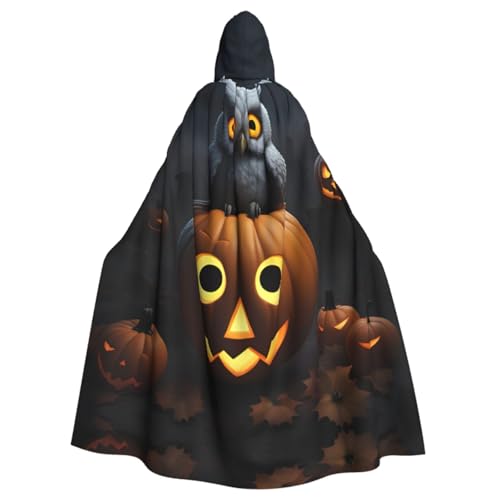 XTYGETY Halloween Eule Geist Kürbis 1 Kapuzenumhang Unisex Halloween Weihnachten Umhang Vampir Zauberer Robe Cosplay Kostüm von XTYGETY