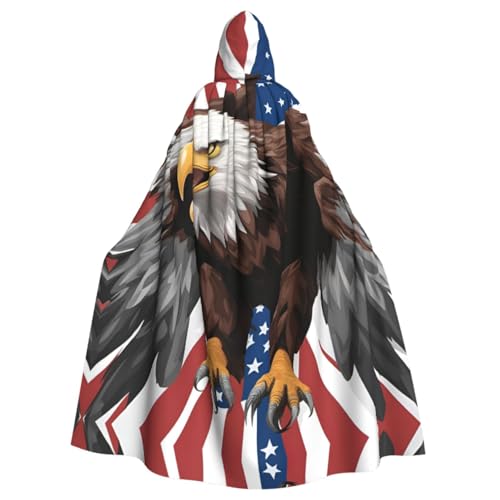 XTYGETY Kapuzenumhang mit Adler und USA-Flagge, Unisex, Halloween, Weihnachten, Vampir, Zauberer, Robe, Cosplay-Kostüm von XTYGETY