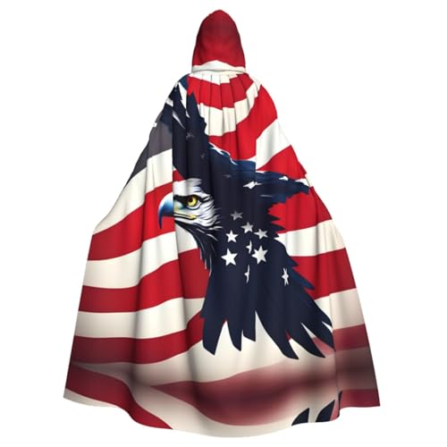 XTYGETY Kapuzenumhang mit amerikanischer Flagge, Unisex, Halloween, Weihnachten, Vampir, Zauberer, Robe, Cosplay-Kostüm von XTYGETY