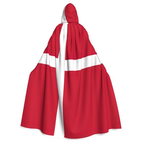 XTYGETY Kapuzenumhang mit dänischer Flagge, Unisex, Halloween, Weihnachten, Vampir, Zauberer, Robe, Cosplay-Kostüm von XTYGETY