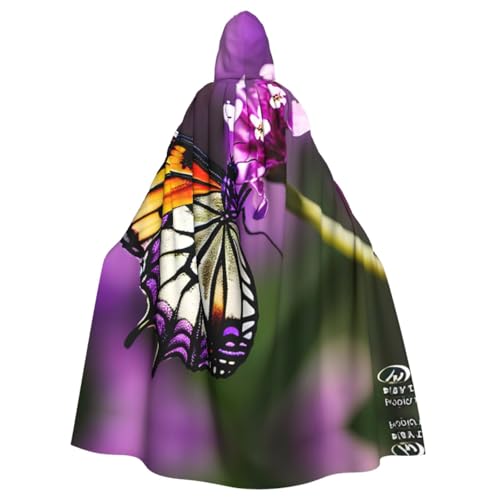 XTYGETY Lila Pflaume Schmetterling Kapuzenumhang Unisex Halloween Weihnachten Umhang Vampir Zauberer Robe Cosplay Kostüm von XTYGETY