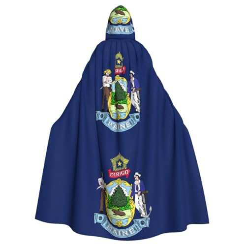 XTYGETY Maine State Flag Kapuzenumhang Unisex Halloween Weihnachten Umhang Vampir Zauberer Robe Cosplay Kostüm von XTYGETY