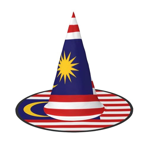 XTYGETY Malaysia-Flagge, Halloween-Hexenhüte, einzigartig, tragbar, Party-Kopfschmuck, Hexendekoration, festliche Kopfbedeckung von XTYGETY