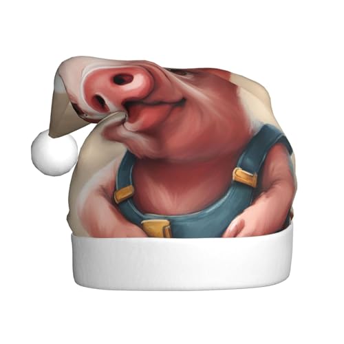 XTYGETY Naughty Pigs Baby-Weihnachtsmütze für Damen und Herren, Weihnachtsmannmütze, perfekte Kopfbedeckung für Erwachsene, Kostümpartys von XTYGETY