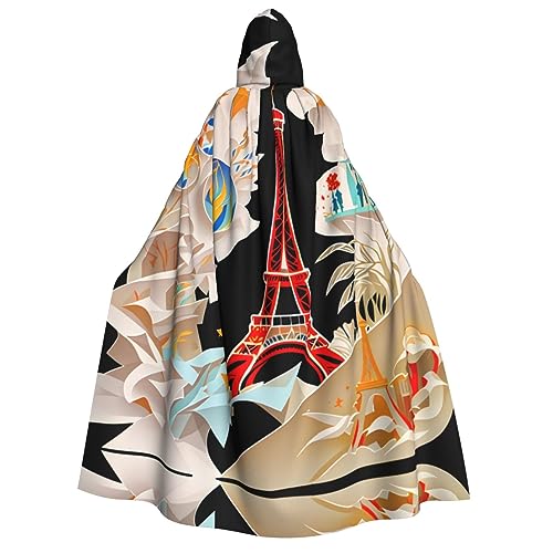 XTYGETY Paris Eiffelturm Halloween Weihnachten Umhang mit Kapuze Unisex Vampir Zauberer Robe Mittelalter Umhang Ranger Umhang von XTYGETY