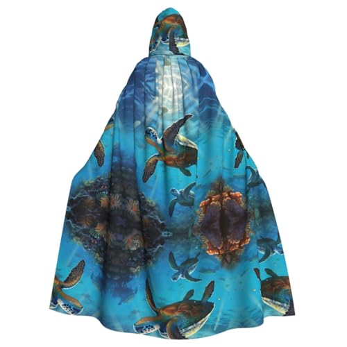 XTYGETY Sea Turtles Kapuzenumhang Unisex Halloween Weihnachten Umhang Vampir Zauberer Robe Cosplay Kostüm von XTYGETY