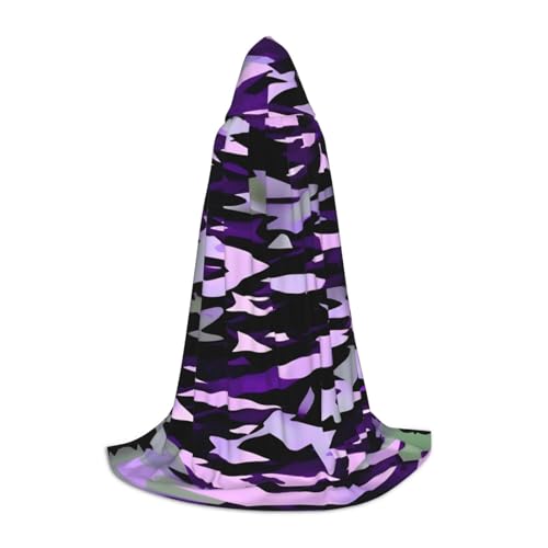 XTYGETY Umhang mit Kapuze, Motiv: Amerikanischer Camouflage, violetter Druck, perfekt für Halloween, Cosplay-Kostüme von XTYGETY