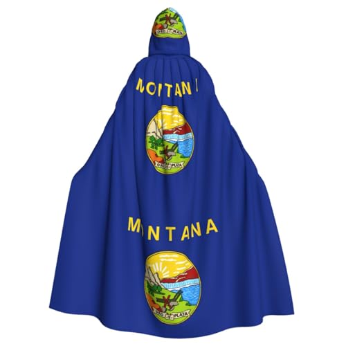 XTYGETY Umhang mit Kapuze und Flagge, Montana, Unisex, Halloween, Weihnachten, Vampir, Zauberer, Robe, Cosplay-Kostüm von XTYGETY