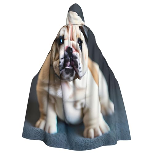 XTYGETY Umhang mit Kapuze und süßer Bulldogge, Unisex, Halloween, Weihnachten, Vampir, Zauberer, Cosplay-Kostüm von XTYGETY