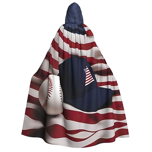 XTYGETY Umhang mit amerikanischer Flagge und Baseball, Halloween, Weihnachten, Unisex, Vampir, Zauberer, Robe, mittelalterlicher Umhang von XTYGETY