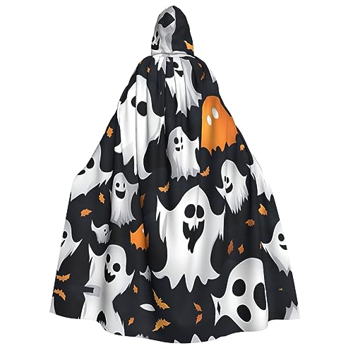 XTYGETY Umhang mit süßem weißem Geist, Halloween-Motiv, Halloween, Weihnachten, Unisex, Vampir, Zauberer, Robe, Mittelalter-Umhang, Rangerumhang von XTYGETY