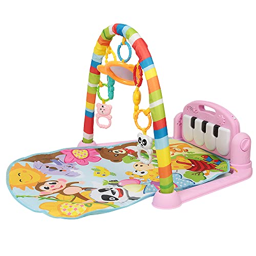 XUANYU Baby-Spielmatte, Spieldecke mit Spielbogen, Spielmatte Baby Faltbar, Lernspielzeug ab 0 Monaten (Rosa 75×63×50 cm) von XUANYU