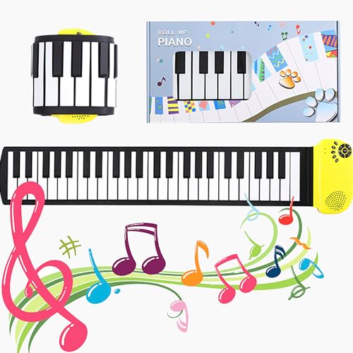 XUBX 49 Tasten Roll up Faltbares Piano Klavier für Anfänger, Klavier zum Aufrollen, tragbares elektronisches Klavier, MIDI Folding E-Piano für Kinder Kinder Anfänger, elektronisch, digital von XUBX